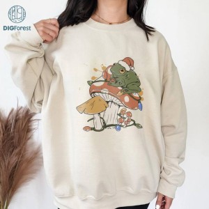 Frog and Mushroom Christmas Sweatshirt | Book Lover PNG | Christmas Shirt | Cute Christmas Shirt | Xmas Vintage Book Shirt | Frog Shirt