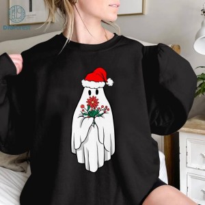 Christmas Gift | Spooky Christmas Sweatshirt | Funny Christmas Ghost Shirt | Ghost Santa Sweatshirt | Merry Xmas Tee | Spooky Christmas Tee