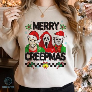 Horror Characters Merry Creepmas Png, Horror Movie Xmas Shirt, Horror Killers, Xmas 2023, Scary Movie Png, Christmas Gifts , Sublimation Designs