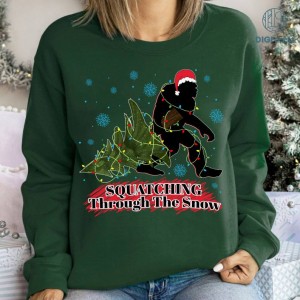 Sasquatch Xmas Png | Bigfoot Christmas PNG | Squatching Through The Snow | Christmas Sweatshirt | Christmas Tree Shirt