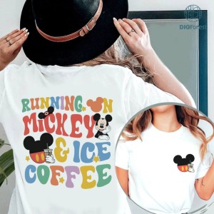 Running On Mickey And Iced Coffee PNG File, Mickey Mouse Instant Download, Coffee Lover, Mickey Coffee, Mickey Minnie, Digital File