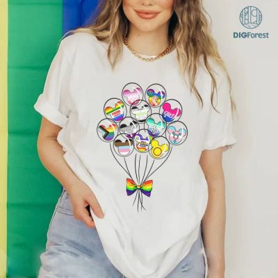 Mickey Minnie LGBT Pride Instant Download, Rainbow Balloons LGBT png File, LGBTQ+, Gay Days, Mickey Gay, Lesbian, Pride Nite 2023 Designs