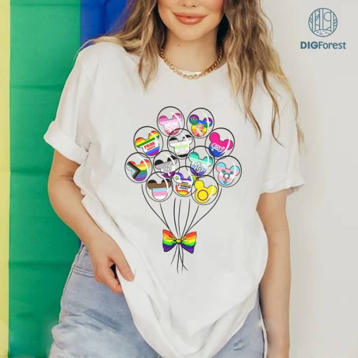 Mickey Minnie LGBT Pride Instant Download, Rainbow Balloons LGBT png File, LGBTQ+, Gay Days, Mickey Gay, Lesbian, Pride Nite 2023 Designs