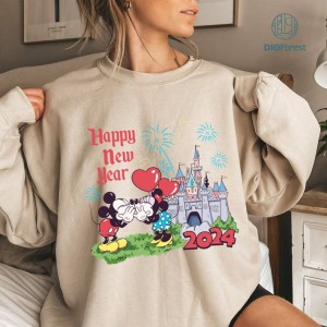 Disney Mickey New Year Png, Minnie New Year Png, New Year 2024 Shirt, New Year Sublimation, Couple Trip 2024, Family PNG, Instant Download
