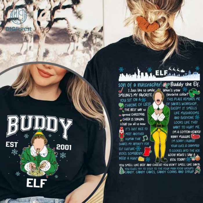 Buddy Elf Christmas Png, Buddy Elf Est 2001 Png, Christmas Movie Shirt, Xmas 2023, Christmas Matching Png, Christmas Gifts , Sublimation Designs