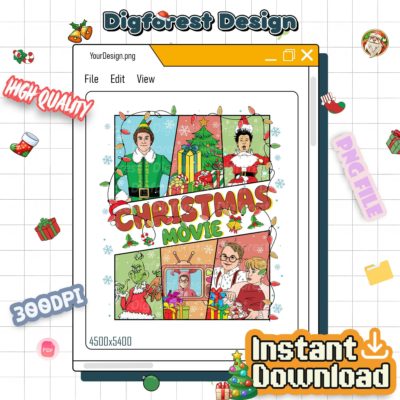 Christmas Movie Friends PNG – Retro Christmas PNG, Holiday Movie Design, Xmas Gift