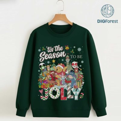 Disney Pooh Tis the Season PNG – Pooh & Friends Christmas Shirt, Disneyland Very Merry Party Design