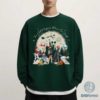 Star Wars Funny Christmas PNG – Baby Yoda & Mickey Balloon Snow, Cool Disneyland Xmas Design