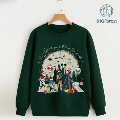 Star Wars Funny Christmas PNG – Baby Yoda & Mickey Balloon Snow, Cool Disneyland Xmas Design