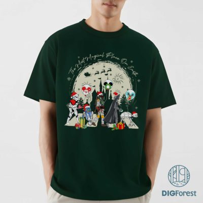 Star Wars Funny Christmas PNG – Baby Yoda & Mickey Balloon Snow, Cool Disneyland Xmas Design