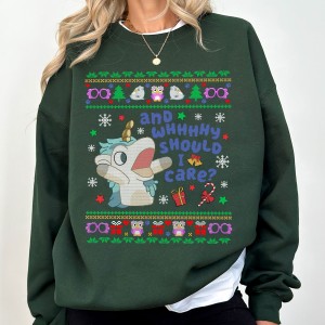 Bluey Unicorn Why Should I Care Christmas Png | Bluey Family Ugly Christmas Sweatshirt | Muffin Heeler Ugly Xmas Png | Digital Download