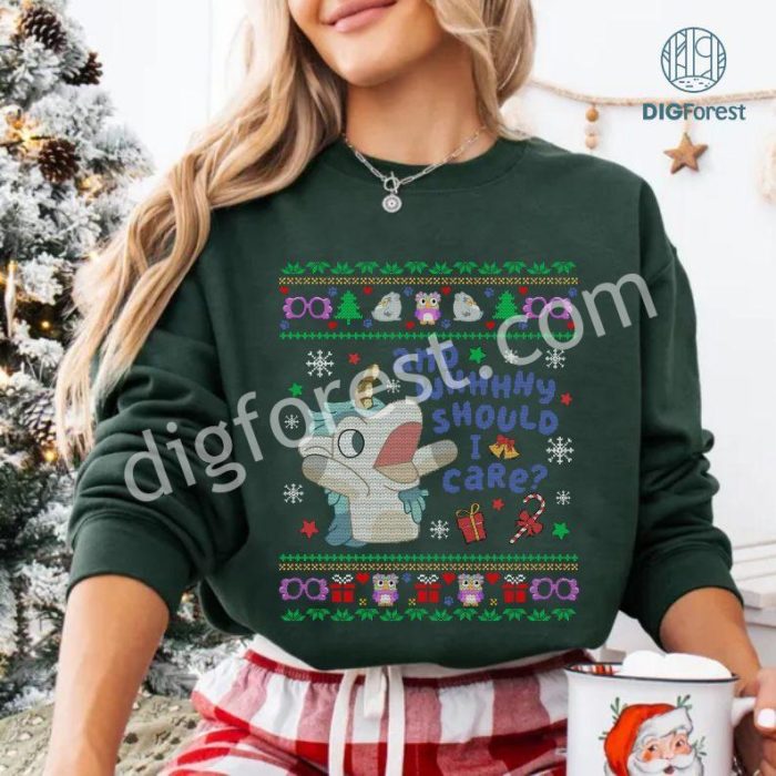 Bluey Unicorn Why Should I Care Christmas Shirt | Bluey Ugly Christmas Sweatshirt | Muffin Heeler Xmas Png | Bluey Family Digital Download