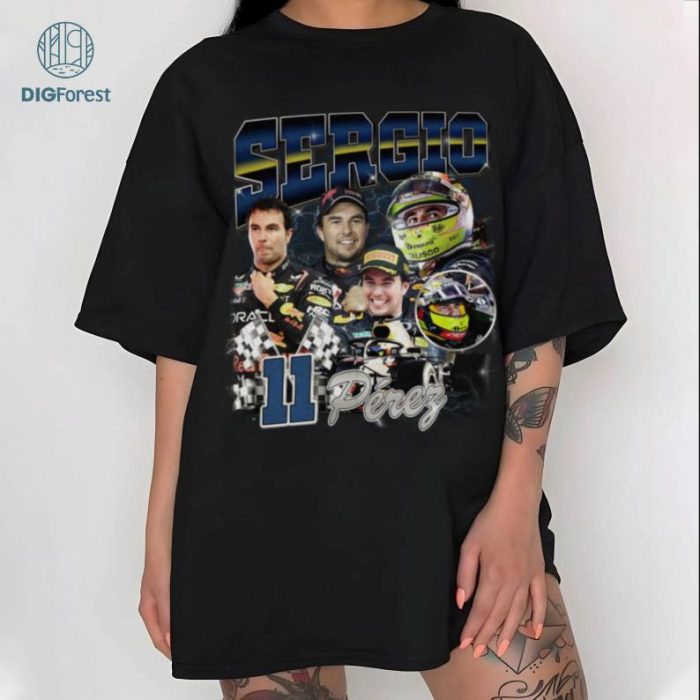 Sergio Perez Vintage T Shirt, Sergio Perez Bootleg Rap Png, Sergio Perez Racing Png, Sergio Perez Fan Gift, Graphic Tees For Men Trendy, Digital Download