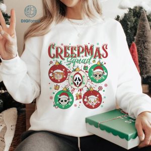 Vintage Horror Characters Christmas Png | Scary Christmas Shirt, Merry Creepmas, Horror Xmas Party 2023, Horror Movie Gift Digital Download