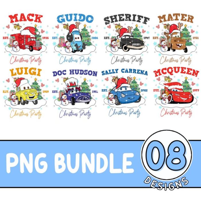 Disney Pixar Cars Christmas Bundle, Pixar Cars Characters Group Christmas Png, Cars Light Mcqueen Christmas Shirt, Mickey's Very Merry Xmas Party, Digital Download