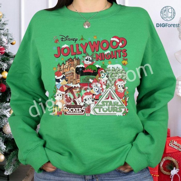 Bluey Christmas Studios Jollywood Nights Shirt | Bluey and Friends PNG | Instant Download | Digital Christmas File