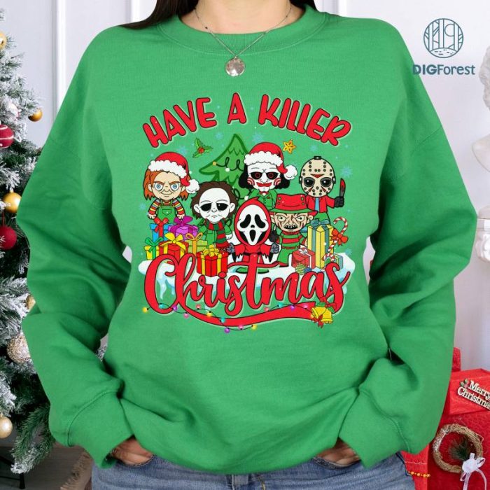 Horror Characters Have A Killer Christmas Png | Jason Voorhees Michael Myers Freddy Krueger Xmas Png | Horror Christmas Party Shirt | Digital Download