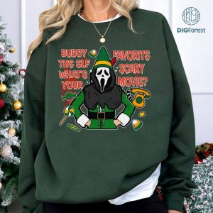 Buddy The Elf What’s Your Favorite Scary Movie Scream Christmas Png, Christmas Gift, Elf Shirt, Ghostface T-Shirt, Scary Movie Christmas Png