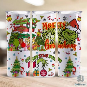 Grinch Christmas 20oz Skinny Tumbler Wrap, Grinchmas Design Digital PNG, The Grinch Designs Straight Tumbler ONLY Instant Download