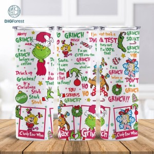 Grinch Christmas 20 oz Skinny Tumbler Wrap | Grinchmas Design Digital PNG | The Grinch Designs Straight Tumbler ONLY Instant Download