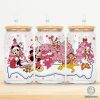 Christmas Libbey Can Wrap, Pink Christmas Tree Can Wrap, Disney Mickey and Friends Pink Christmas 16oz Glass Can Wrap PNG, Xmas Glass Can Wrap