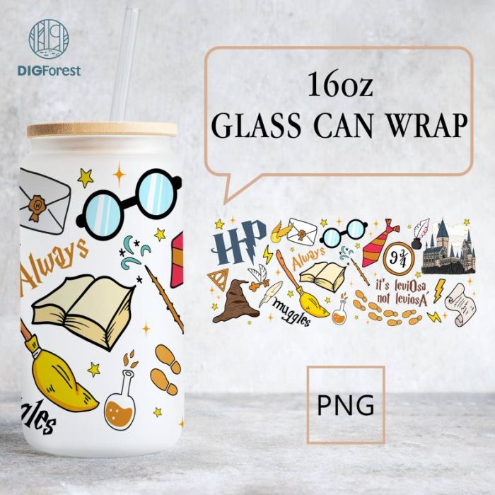 Wizard Magic Beer Can | Glass HP Mug | Magic Mug | Iced Coffee Cup | HP Coffee Cup | Libbey Glass Can | Christmas Coffee Gift | Gift for Her