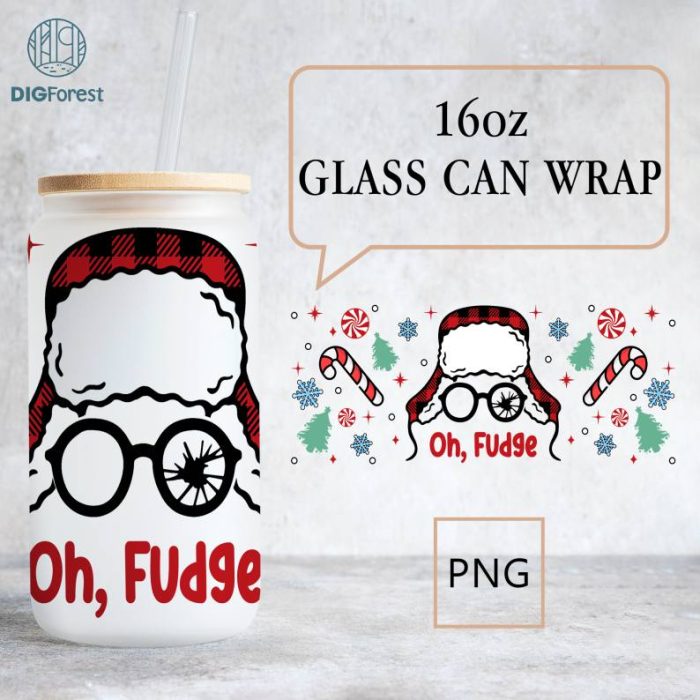 Oh Fudge Libbey Glass Wrap Png | 16oz Libbey Can Glass | A Christmas Story | National Lampoons Christmas | Clark Griswold Christmas Png