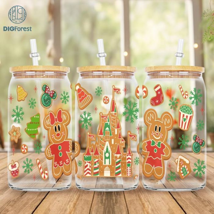 Gingerbread 16oz Glass Can, Christmas 16oz Glass Can, Christmas Vibes, Merry Christmas, Tis The Season, Cartoon Can Glass, Instant Download