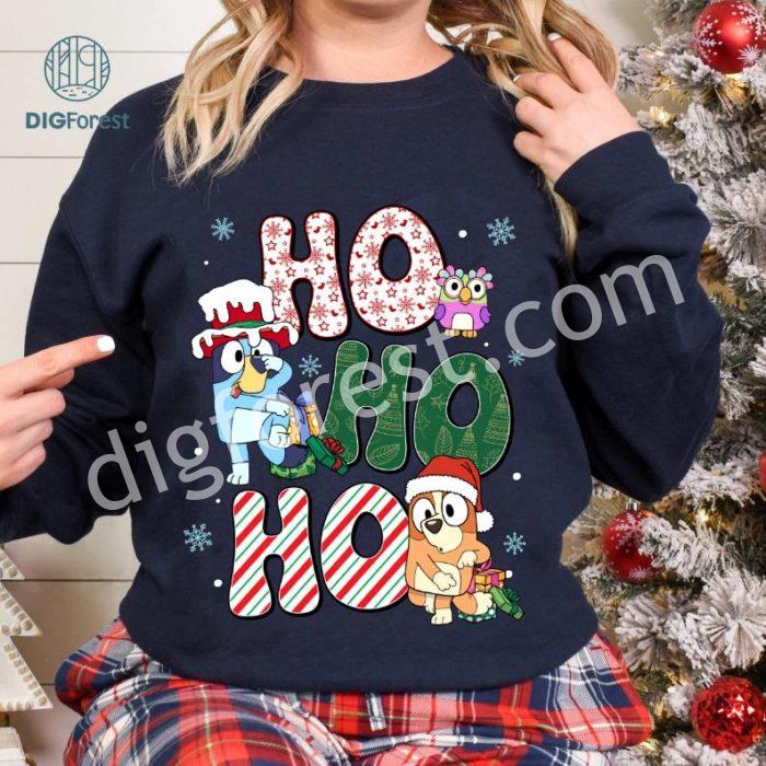 Bluey Hohoho Christmas Shirt | Bluey Christmas Shirt | Blue Dog Christmas | Bluey and Bingo PNG | Kids Bluey PNG | Bluey Family Digital Download