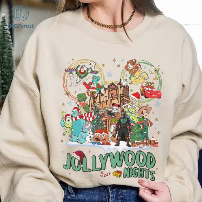 Disney Vintage Mickey Ears Disneyland Christmas Hollywood Studios Jollywood Nights Png, Retro Pixar Toy Story Hollywood Tower Shirt, Starwars Png