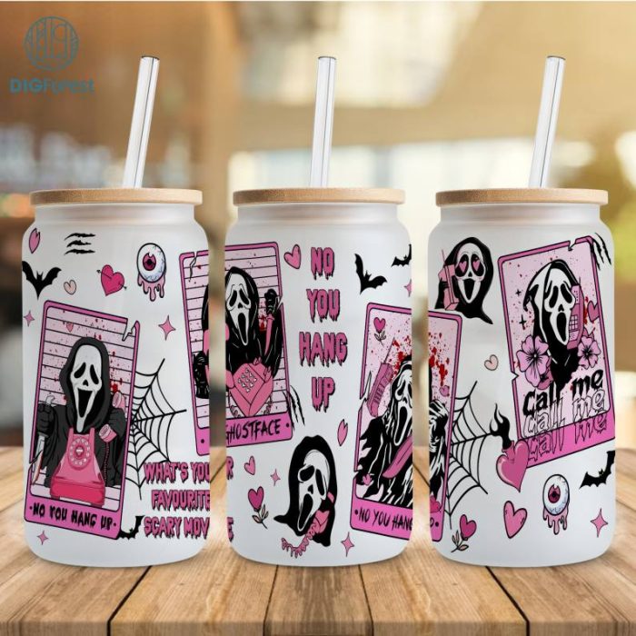 Scream Movie Killer 16oz Glass Can Wrap | Scary Movie No You Hang Up 16oz Glass Can Tumbler Wrap | Tumbler Digital Design Instant Download