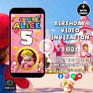 Princess Peach Birthday Video Invite | Super Mario Princess Birthday Invitation Video | Super Princess Video Invitation | Super Mario Bros