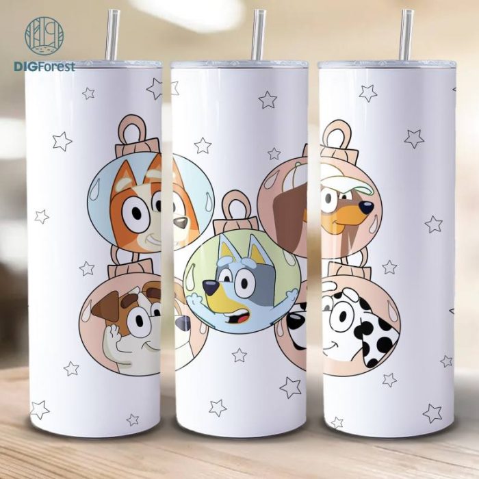 Bluey Christmas 20oz Tumbler Wrap, Christmas Character Tumbler, Bluey Xmas Tumbler Wrap, Bluey Cartoon Character Xmas, 20oz Tumbler Wrap