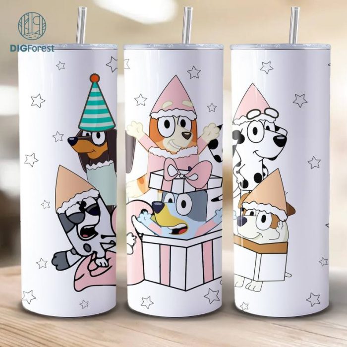 Bluey Christmas Tumbler Wrap, Bluey Family Christmas 20oz Tumbler Wrap, Christmas Bluey Family, Blue Dog Christmas Tree, Instant Download