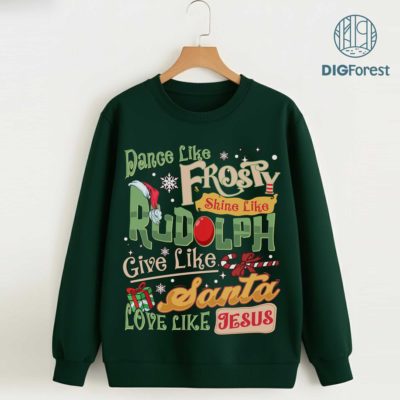 Dance Like Frosty Shine Like Rudolph PNG – Santa & Jesus Love Xmas PNG, Reindeer Christmas Design Dance Like Frosty Shine Like Rudolph PNG – Santa & Jesus Love Xmas PNG, Reindeer Christmas Design