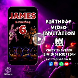 DIY Canva Template | Fnaf Party Invitation Video | Five Nights At Freddy'S Video Invitation | Five Nights At Freddy'S Birthday Invitation