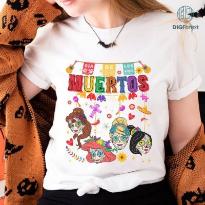 Disney Princess Skull Sugar Mask Png, Die Loa Ds Muertos Shirt, Disneyland Princess Halloween Png, Day Of The Dead Shirt, Mexican Halloween Png