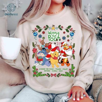 Disney Disneyland Family Christmas Png, Christmas Pooh and Friends Png, Family Holiday Trip, Pooh Bear Christmas Shirt, Xmas Gifts, Digital Download
