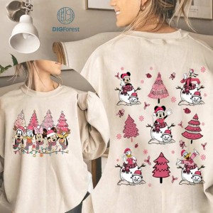 Disney Mickey & friends Disneyland Christmas shirt | Pink Christmas tree t-shirt sweatshirt Mickey's very merry Christmas PNG| WDW Disneyland trip