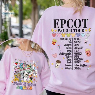 Disney Mickey and Friends Epcot Food And Wine 2023 Png, Two-sided Mickey Epcot World Tour Shirt, Walt Disneyworld, Epcot Vacation, Sublimation Designs
