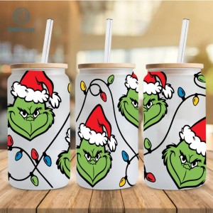 Christmas Character 16oz Glass Can Wrap, Christmas Lights 16 oz Glass Can Png, Christmas 16 oz Libbey Glass Can Wrap, 16 oz Tumbler Wrap Png