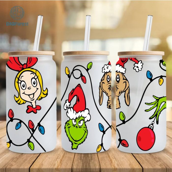 Cartoon Christmas Tumbler Wrap, 16oz Can Glass Wrap, Christmas Vibes, Merry Christmas Can Glass, Libbey Can Glass, Christmas Watercolor Wrap