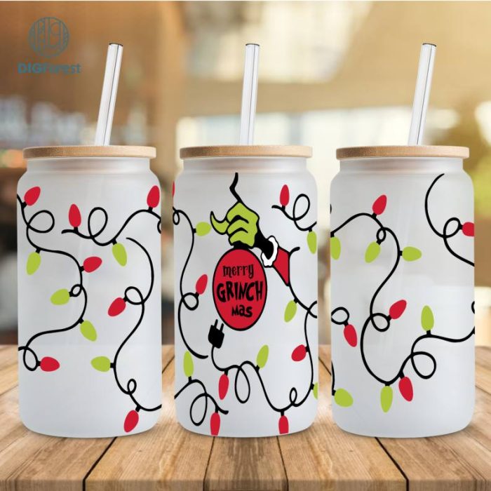 Cartoon 16oz Glass Can, Christmas Tumbler Wrap,Christmas Vibes, Merry Christmas Can Glass, My Day Libbey Can Glass, Pink Christmas Wrap