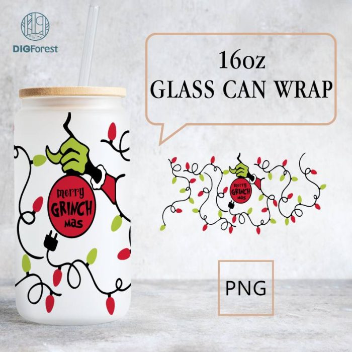 Cartoon 16oz Glass Can, Christmas Tumbler Wrap,Christmas Vibes, Merry Christmas Can Glass, My Day Libbey Can Glass, Pink Christmas Wrap