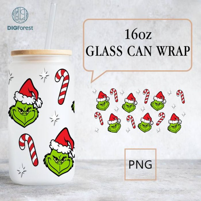 Christmas 16oz Glass Can Wrap Png, Christmas Movies Png, Christmas 16oz Png, Christmas 16oz Tumbler Wrap Png,Santa Claus,  Digital Download