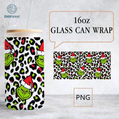 Cartoon Christmas Tumbler Wrap, 16oz Can Glass Wrap, Merry Christmas Can Glass, Libbey Can Glass, Christmas Watercolor Wrap, Christmas Vibes