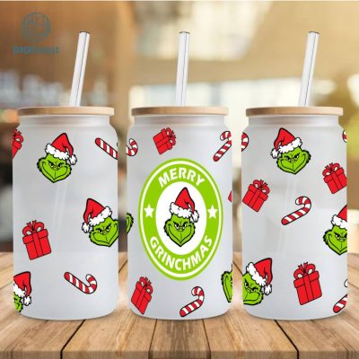 Christmas Movies Coffee 16oz Libbey Glass Can Tumbler, Christmas Coffee Wrap, Merry Christmas, Christmas 16oz Sublimation