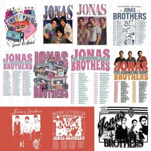 10 Png Jonas Brothers Cassette, Nick Joe Kevin Jonas Png, Retro Five Albums One Night Tour Png, Raised On Jonas Brothers Png Bundle
