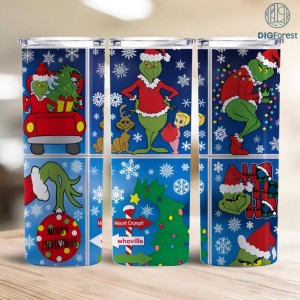 The Grinch Christmas Tumbler Wrap , Grinch Christmas Designs, 20oz Skinny Tumbler Wrap, PNG Sublimation Digital, Instant Download