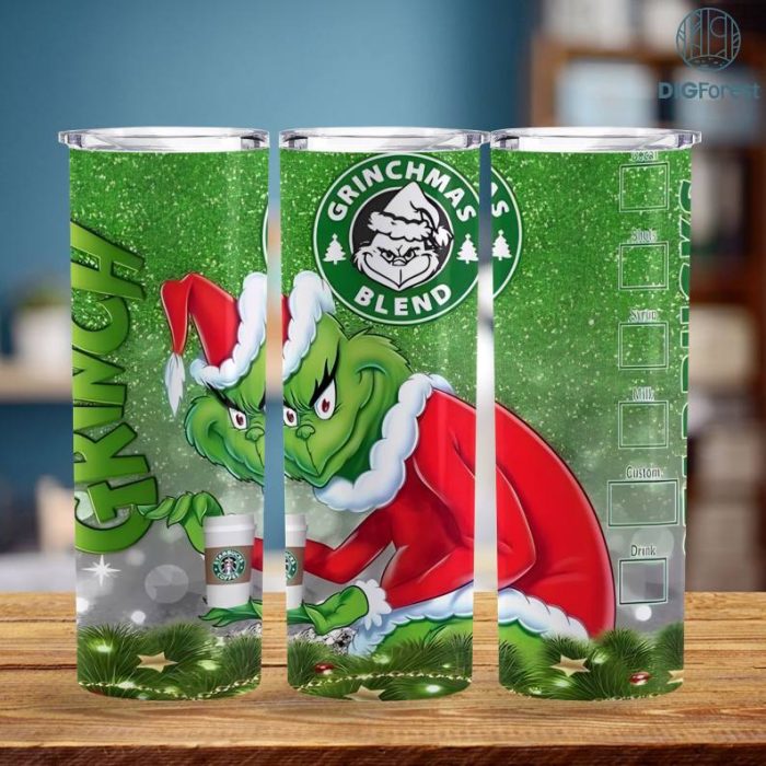 Grinch Tumbler Wrap, Gifts for Christmas, Skinny Tumbler Design, Sublimation Tumbler, Cartoon 20 oz Sublimation Tumbler, Tumbler Design, PNG